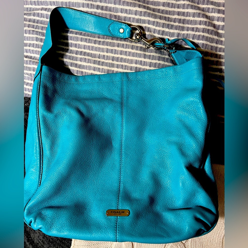 Coach bag Genuine leather turquoise